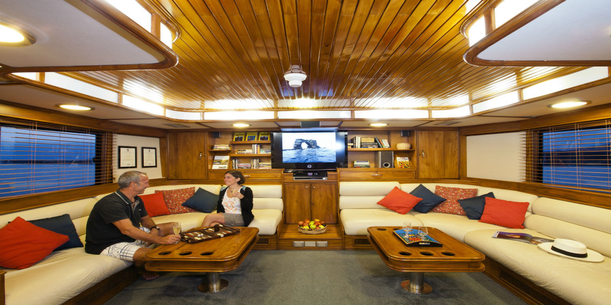 Ecuador - Galapagos Cruises - Aggressor Motor Yacht Lounge